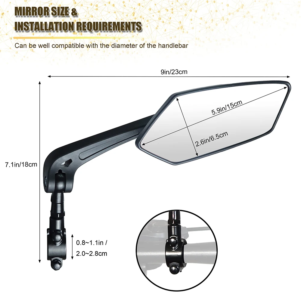 Bicycle Handlebar Reflector Rear View Mirror Safety Adjustable Rotatable Mirror Clear Electric Scooter Cycling Accessories - Image 3